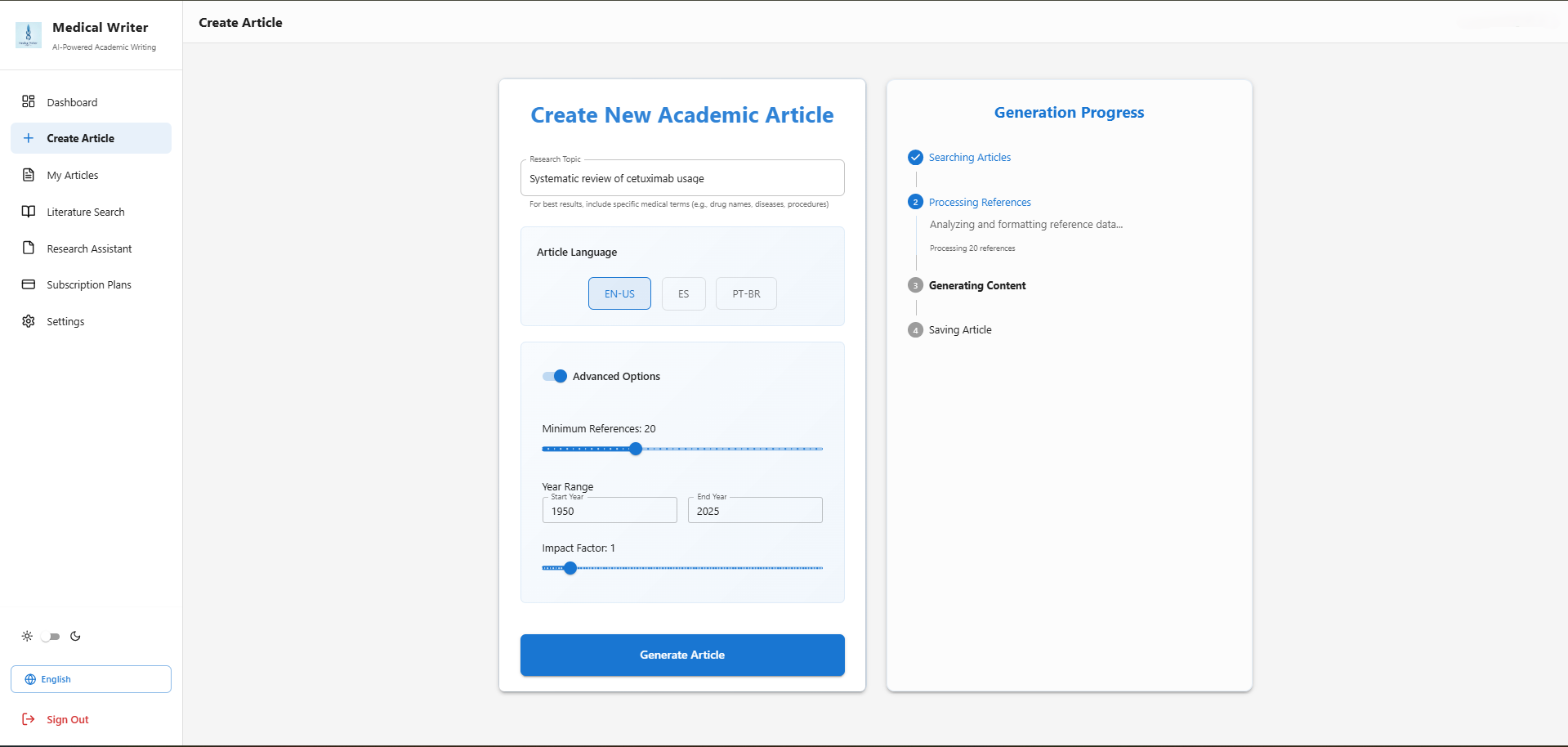 Topic Selection Interface